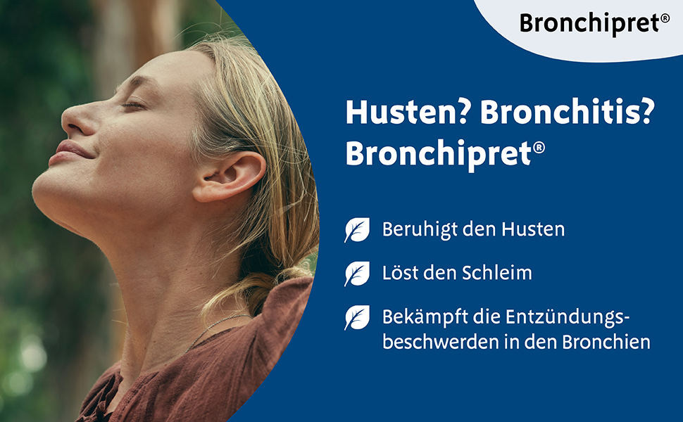 Weißer Karton mit Produktnamen und Logo. Grüne und blaue Elemente. 100 ml Flüssigkeit.