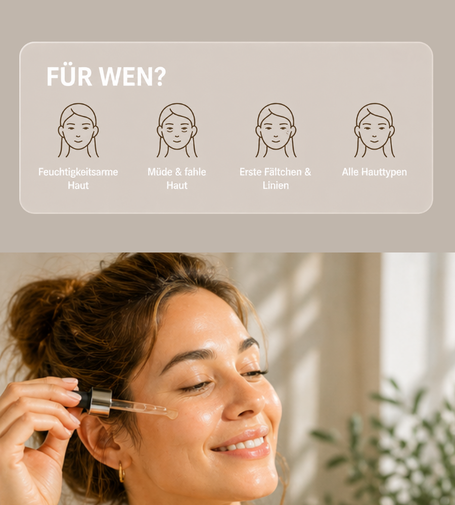 Für wen? Feuchtigkeitsarme, müde Haut, erste Fältchen.
