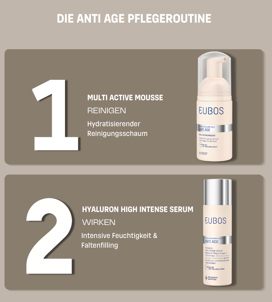 EUBOS Produkte. Text: Haut verstehen. Vertrauen schenken. Über 90 Jahre.