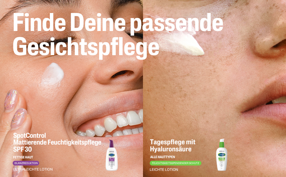 Gesichtspflege-Produkte. SpotControl, Tagespflege. Verschiedene Flaschen.