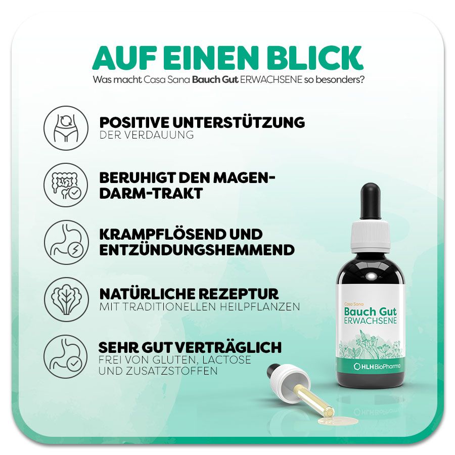 Casa Sana Bauch Gut ERWACHSENE - Bauchschmerzen, Bauchweh, Blähungen, Immunsystem, Magenkrämpfe, Phytotherapie, Pflanzenheilkunde, Sodbrennen, Magentee