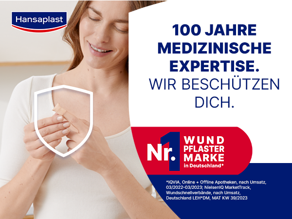 Hansaplast Bacteria Shield Pflaster. Schützt vor Schmutz und 99% der Bakterien.