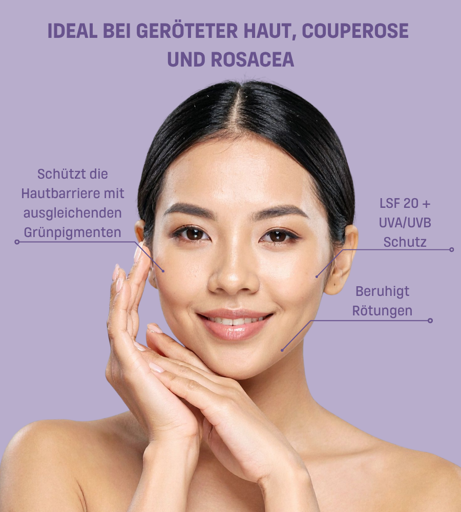 EUBOS Kühl & Klar Anti-Rötung Tagescreme. Text: Ectoin, Immortelle, CM-Naringenin-Chalcone. Wirkstoffkombination.
