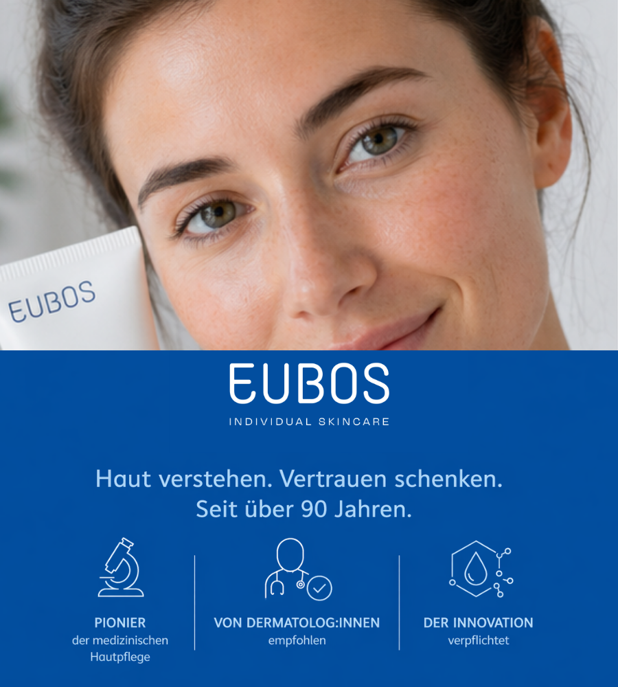 EUBOS Kühl & Klar Serie. Produkte: Reinigung, Klären, Abdecken, Tagespflege, Nachtpflege.