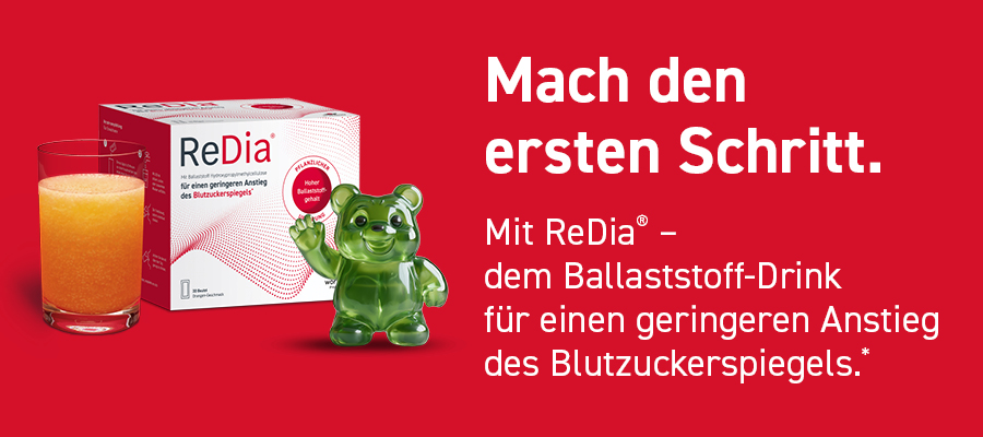 Grafik: Anstieg des Blutzuckerspiegels nach einer Mahlzeit. ReDia®-Beutel und Diagramm.