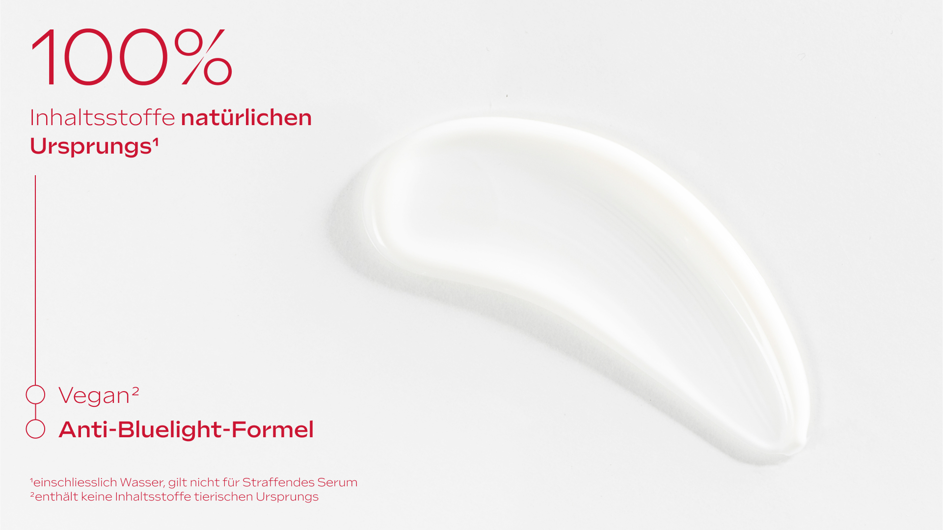 Nahaufnahme einer Creme. Text: 100% Inhaltsstoffe natürlichen Ursprungs.
