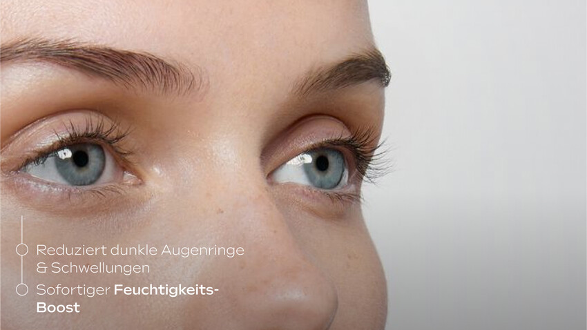 Granatapfelsamen in Flüssigkeit. Text: Antioxidativ, fördert die Hautregeneration.