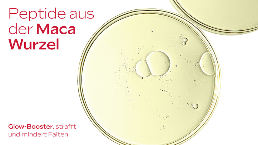 Rote Tube mit Augenpflege. Weleda-Logo und Produktname. Granatapfel-Abbildung.
