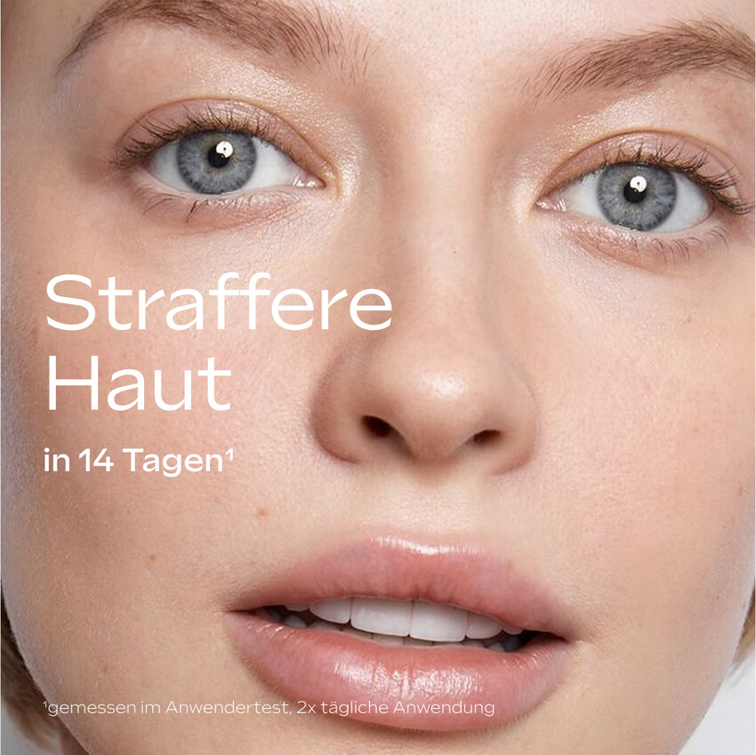 Nahaufnahme eines Gesichts. Text: +110% Energiebooster für die Zellen.