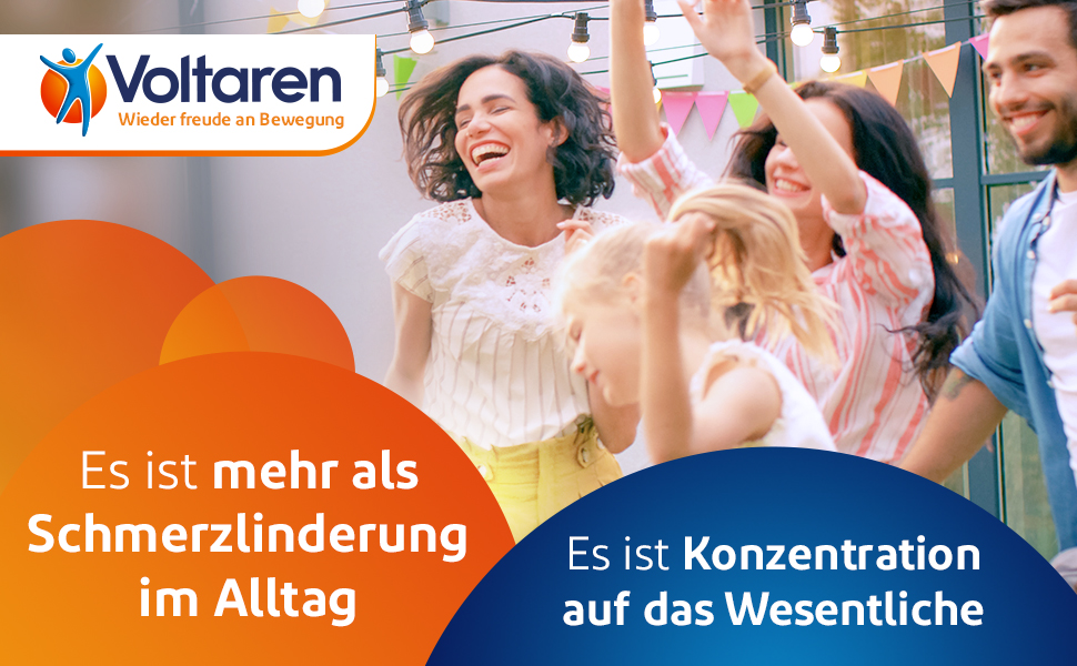 Menschen tanzen und lachen. Text: Es ist mehr als gezielte Schmerzlinderung im Alltag.