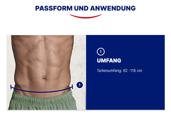 Taillenumfang 82-118 cm. Passform und Anwendung.