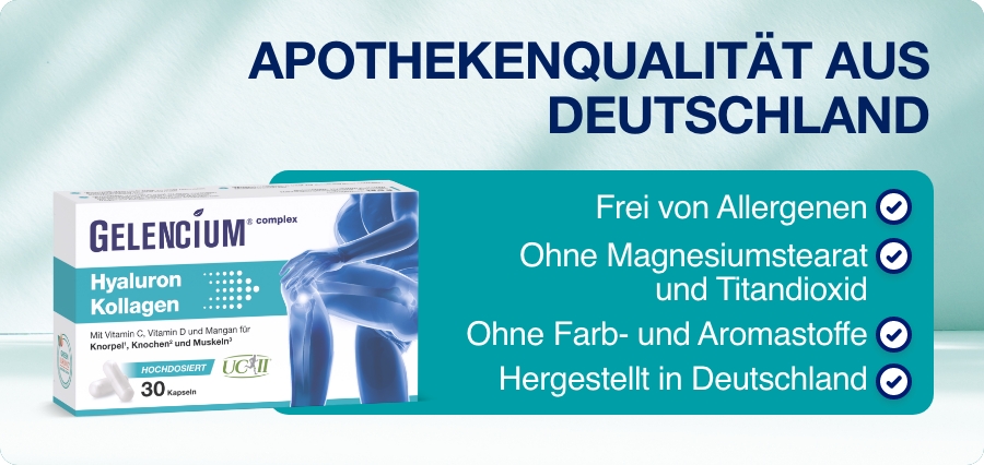 Produktpackung und Text: Apothekenqualität aus Deutschland. Frei von Allergenen. Ohne Magnesiumstearat und Titandioxid.