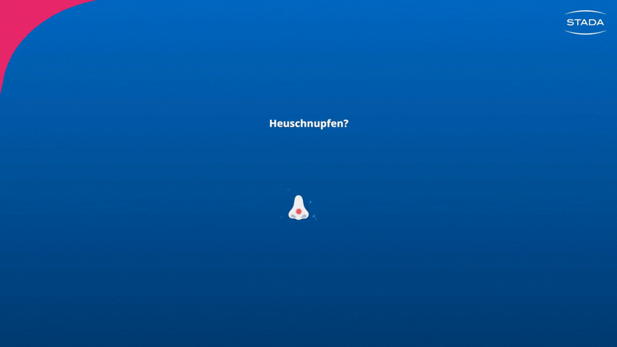 Symbol einer Nase mit Pollen, Frage: Heuschnupfen?