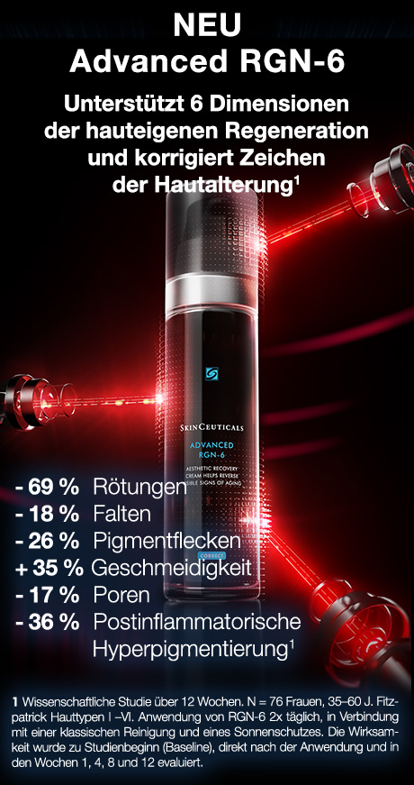 Werbung für Advanced RGN-6. Unterstützt die Regeneration und korrigiert Zeichen der Hautalterung.