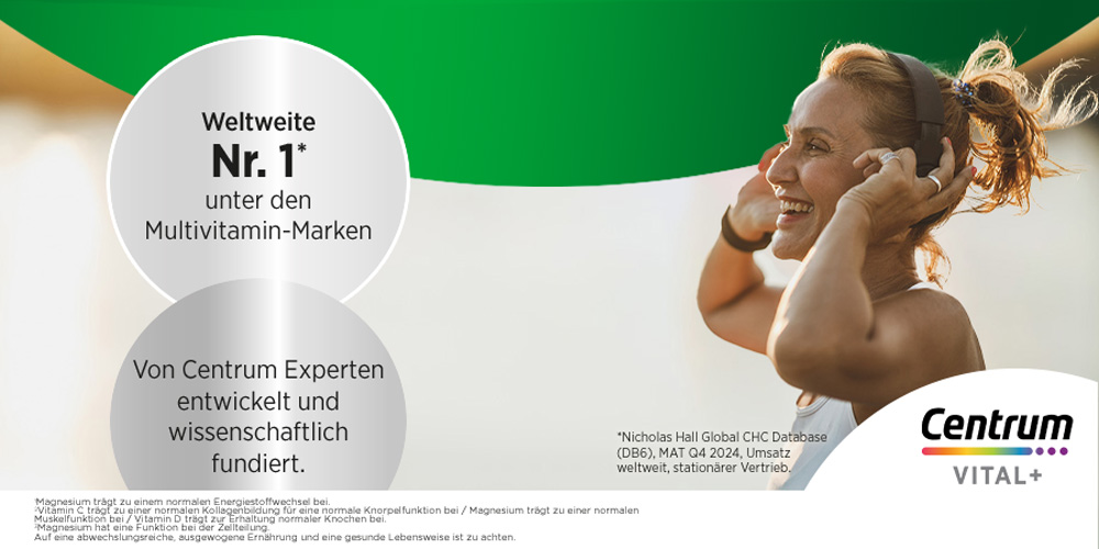 Centrum Vital+ Logo. Menschen verschiedener Altersgruppen. Unterstützt körperliche Leistungsfähigkeit.