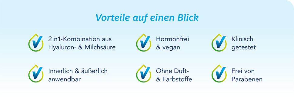 Vaginalgel, Hyaluronsäure, Milchsäure, Intimgel, Feuchtigkeitsgel, Intimpflege, Scheidentrockenheit, Wechseljahre, Juckreiz Intimbereich, Brennen Intimbereich