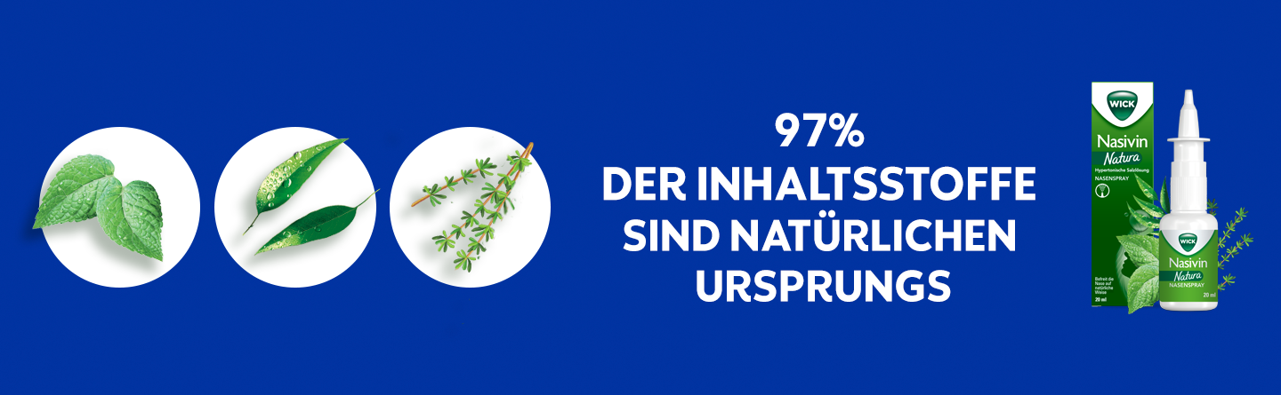 Text: 97% der Inhaltsstoffe sind natürlichen Ursprungs.