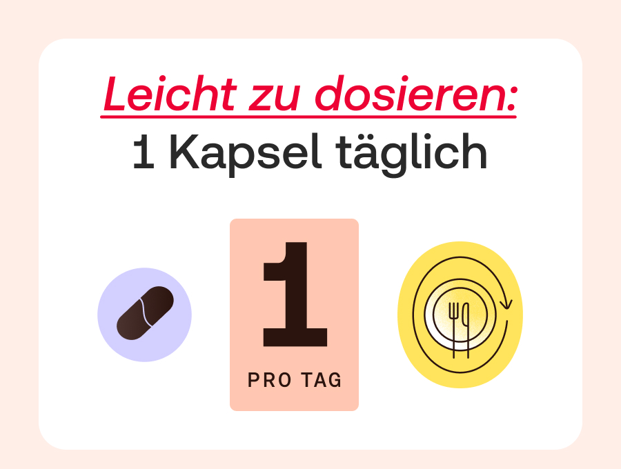 Redcare Vita UMP Forte. Schachtel mit 40 Kapseln. Enthält UMP, Vitamin B12 und Folsäure. Für Nervenfunktion und Zellteilung.