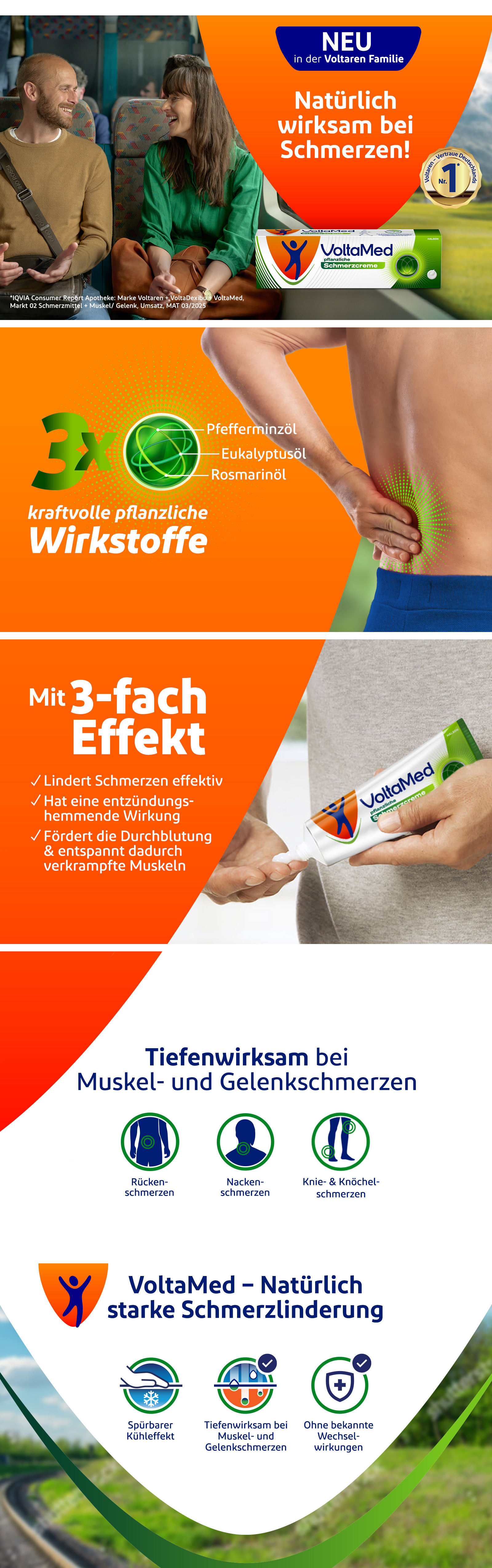 Werbebanner mit Produktabbildungen und Text. Enthält Informationen über Vorteile und Inhaltsstoffe.