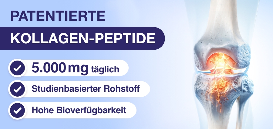 Frau am Strand. Text: Für gesunde Gelenke. Vitamin C und Mangan unterstützen Knorpel-, Knochen- und Bindegewebefunktion.