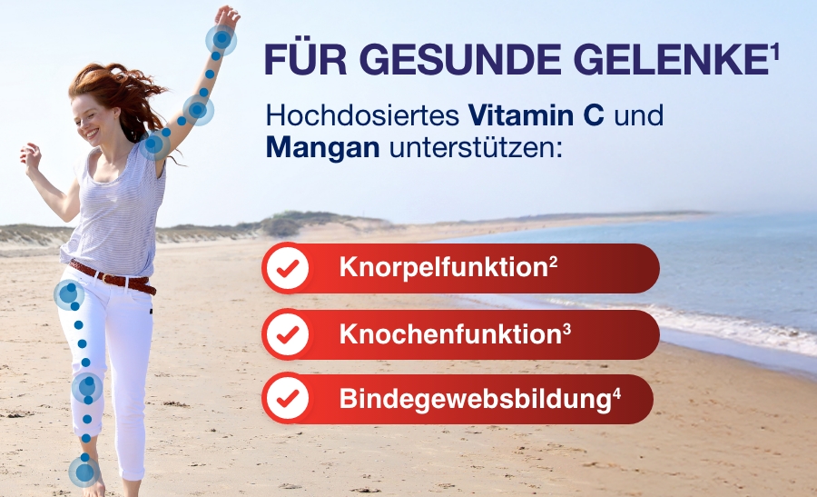 Weiße Schachtel mit GELENCIUM® Kollagen Hagebutte. Roter Streifen mit Produktnamen. 30 Gel-Sticks, hochdosiert.