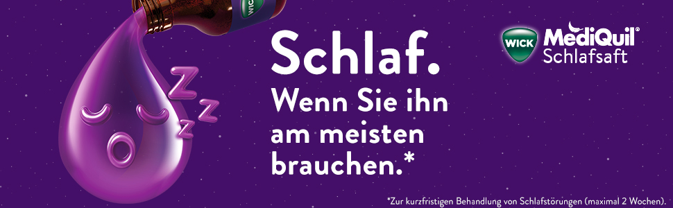 Tropfen mit Schlafaugen. Text: Schlaf. Wenn Sie ihn am meisten brauchen.