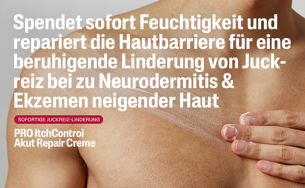 Sofortige Feuchtigkeitsspende und Reparatur der Hautbarriere durch Cetaphil PRO ItchControl Creme bei Neurodermitis.