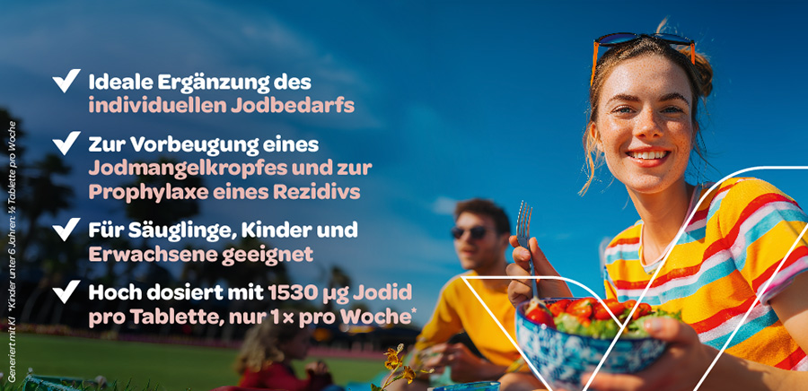 Jodinat®: Ideale Ergänzung, zur Vorbeugung, für alle Altersgruppen, hochdosiert.
