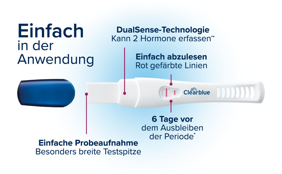 Schwangerschaftstest. Erkennt geringe Konzentrationen des Schwangerschaftshormons.