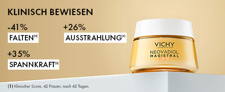 Nahaufnahme eines Tropfens Öl mit der Aufschrift Intensiv-Komplex mit 30% Omega-Ölen. Enthält Öle, Vitamin B3-E & Glycerin.
