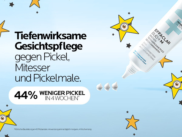 La Roche Posay Effaclar Duo+M Tube mit Text zu 'Anti-Mitesser, Anti-Pickel, Anti-Pickelmale'.