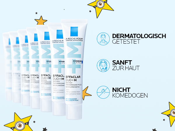 La Roche Posay Effaclar Duo+M Tube mit Text zu 'Anti-Mitesser, Anti-Pickel, Anti-Pickelmale'.