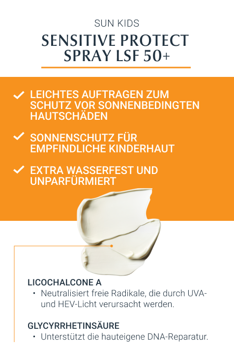 Eucerin Sun Kids Sensitive Protect Spray LSF 50+: Leichte Anwendung, Schutz für Kinderhaut, extra wasserfest.