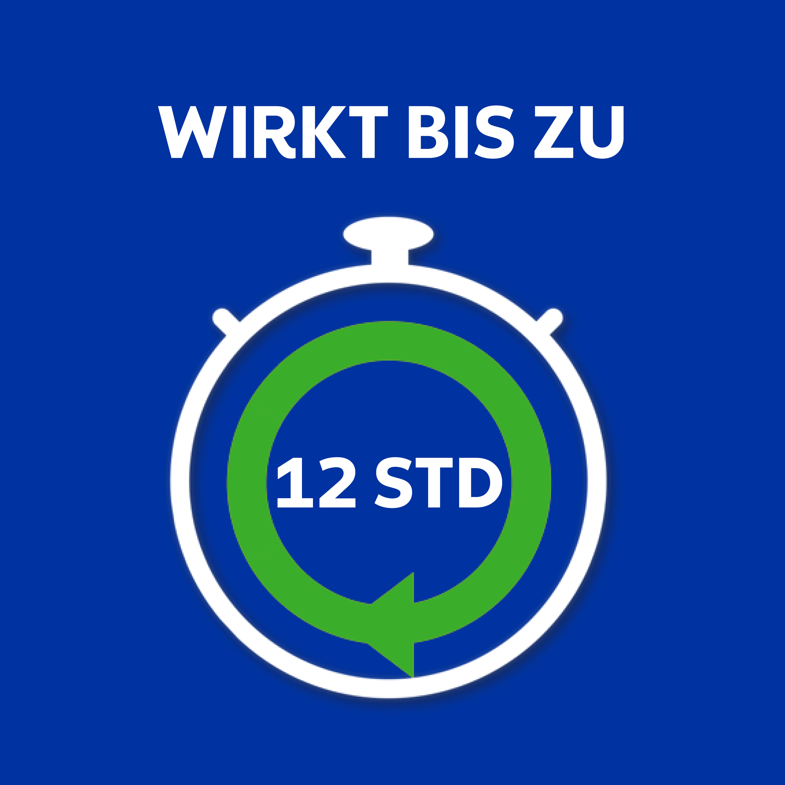 Grafik: 12 Std. Nasivin® Aloe & Eukalyptus Nasenspray wirkt bis zu 12 Stunden.