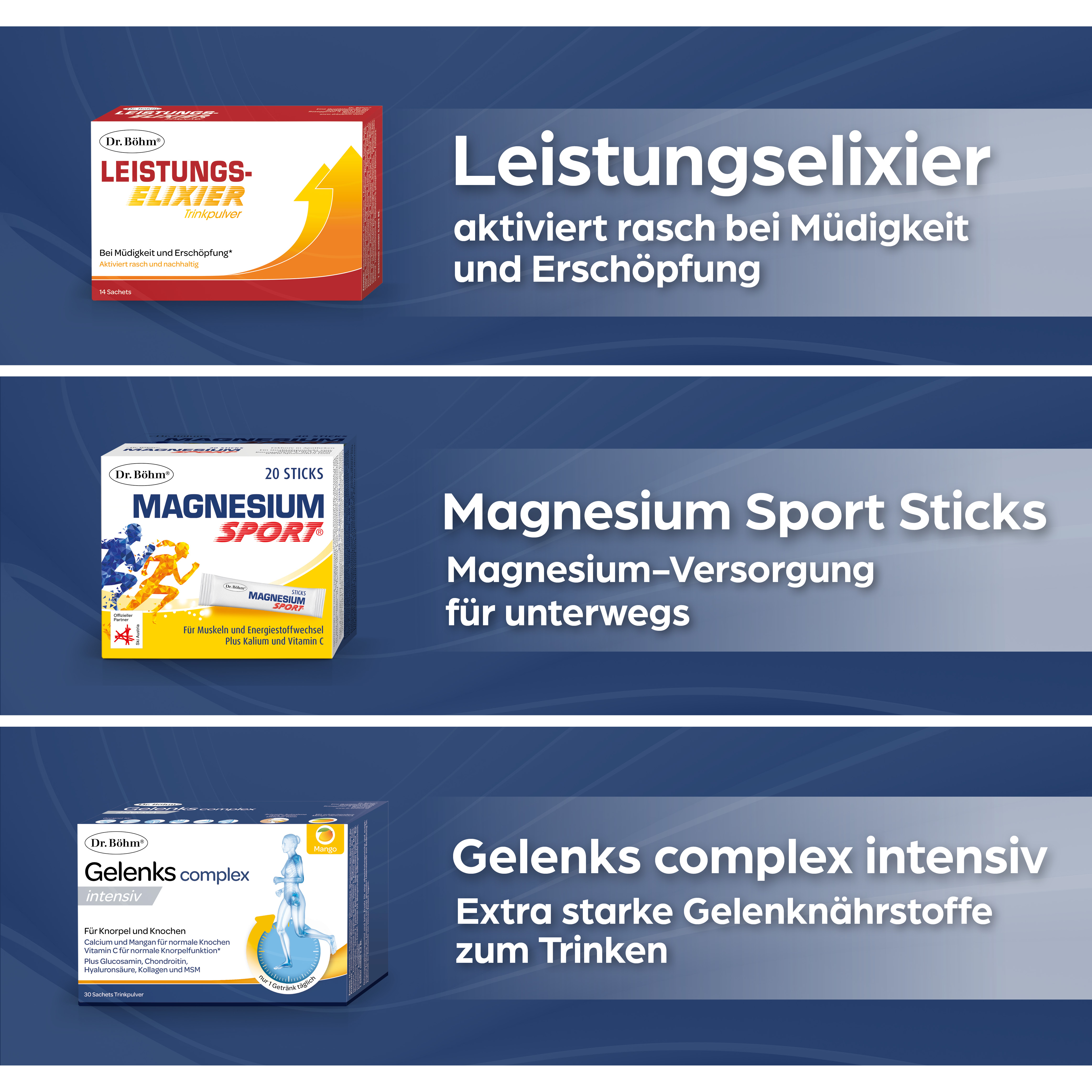 Tabelle mit Zusammensetzung: Kreatin, Magnesium, Kalium, Vitamin C pro Sachet.