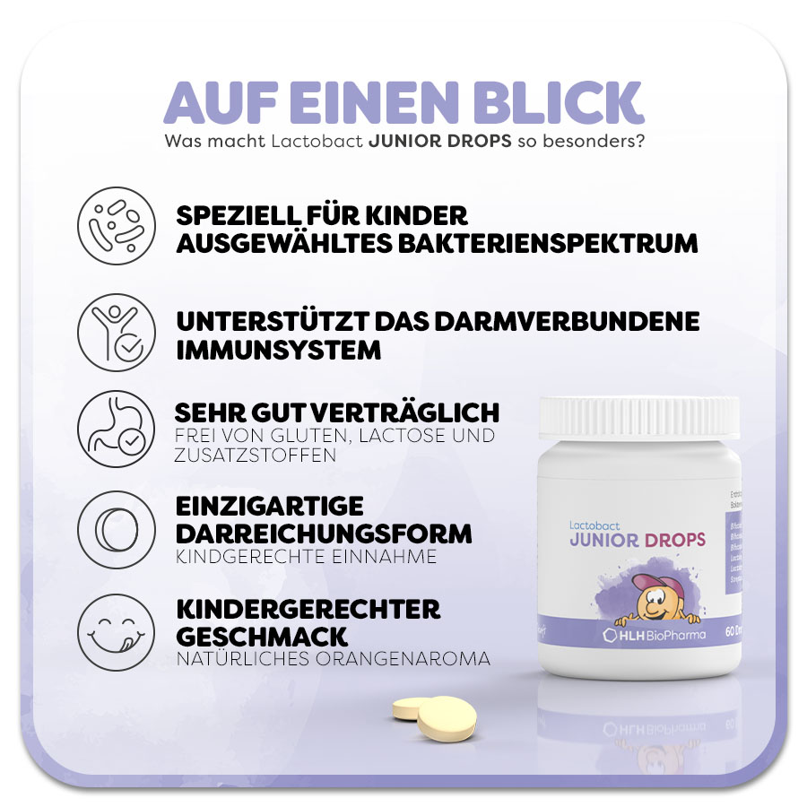 Lactobact JUNIOR DROPS,Darmaufbau, Darmaufbau Kind, Darmsanierung, Immunsystem, Allergie, Probiotika Kind