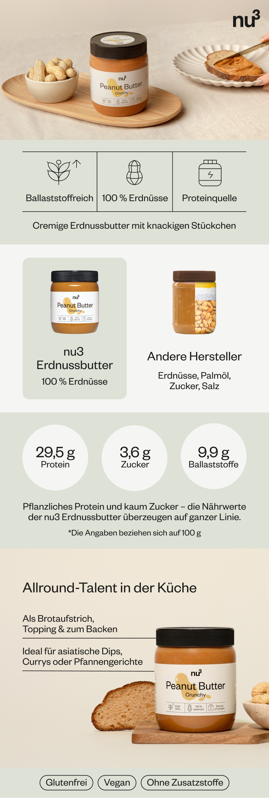 Nu3 Erdnussbutter Crunchy 500 G - Shop Apotheke