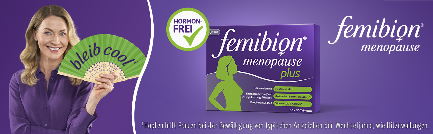 Zwei Packungen Femibion Menopause Plus mit je 30 Tabletten.