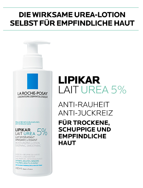 Weiße Flasche mit Pumpe. Produktname und Eigenschaften. Text über die Wirkung.