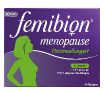 Packung Femibion Menopause, 30 Tabletten. Eine Frau im Profil ist abgebildet.